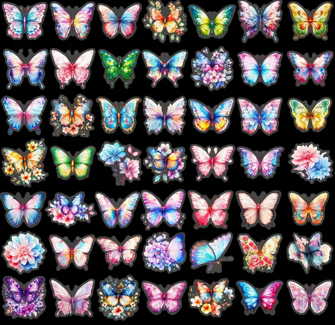 Neon Butterflies Sticker Set